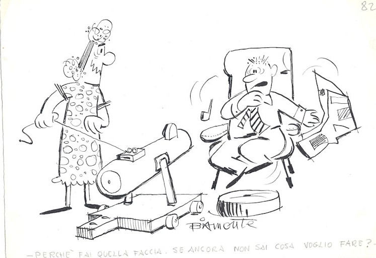 Perplessità, Figura maschile e figura femminile (disegno, opera isolata) di Biamonte Ermanno (attribuito) (sec. XX)