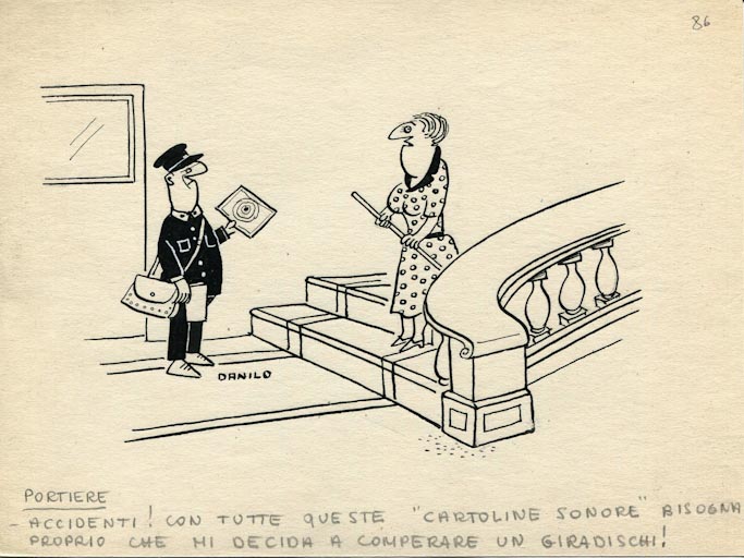 Cartoline sonore, Figura maschile e figura femminile (disegno, opera isolata) di Aquisti Danilo (attribuito) (sec. XX)