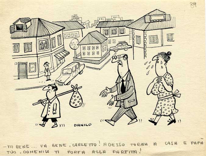 Fuga, Figure maschili e femminile (disegno, opera isolata) di Aquisti Danilo (attribuito) (sec. XX)