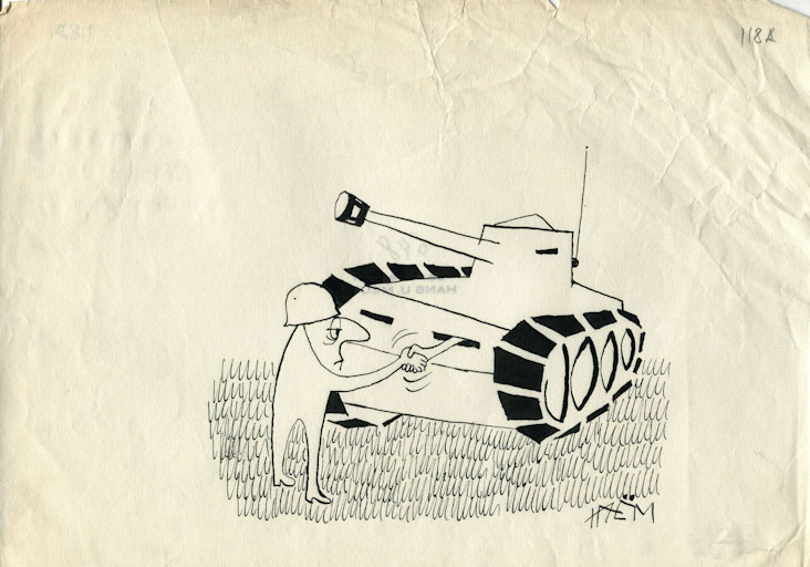 La stretta di mano, Figura maschile (disegno, opera isolata) di Hans Ulrich Meury detto Haem (attribuito) (sec. XX)