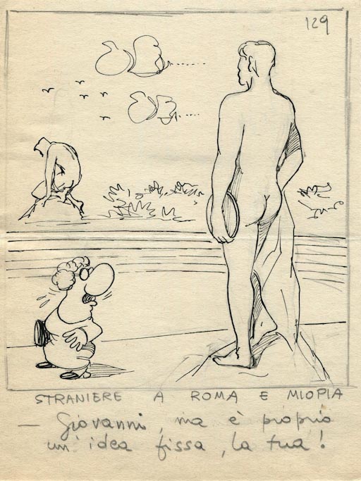 Straniere a Roma e miopia, Figura femminile (disegno, opera isolata) di Vighi Vittorio (attribuito) (sec. XX)