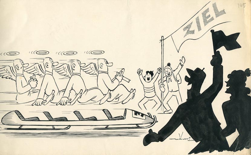 Bob a quattro, Figure maschili (disegno, opera isolata) di Walter Faccini detto Walti (attribuito) (sec. XX)