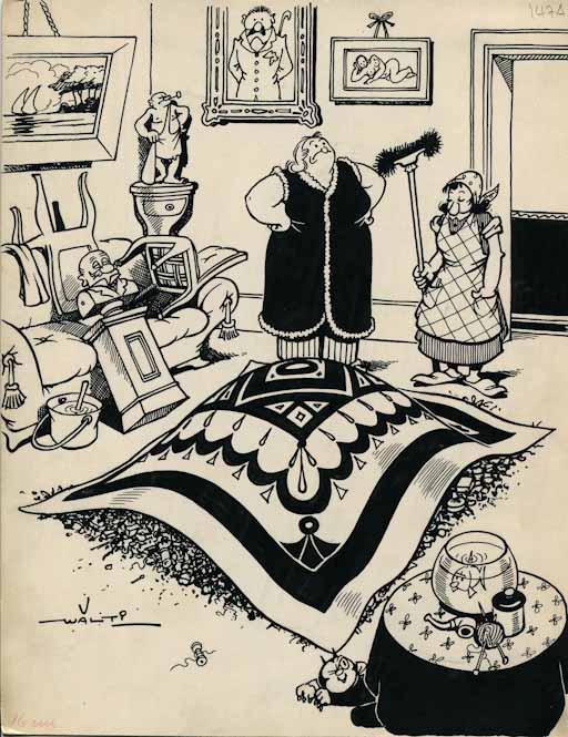 Sotto il tappeto, Figure femminili (disegno, opera isolata) di Walter Faccini detto Walti (attribuito) (sec. XX)