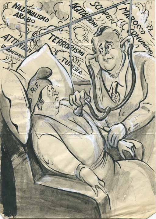 In Francia dilaga un misterioso morbo, Figura maschile e figura femminile (disegno, opera isolata) di Russo Giuseppe detto Girus (attribuito) (sec. XX)