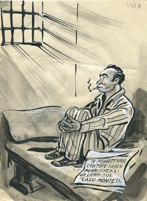 Nuovi orizzonti della letteratura inglese, Figura maschile in prigione (disegno, opera isolata) di Russo Giuseppe detto Girus (attribuito) (sec. XX)