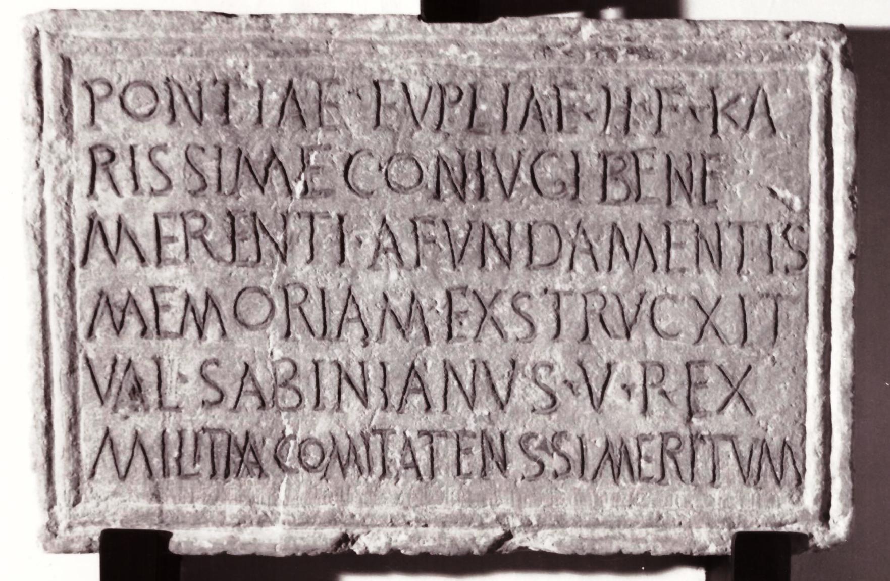 lastra, epigrafica, Epitafio di Pontia Euplia (fine sec. III d. C)