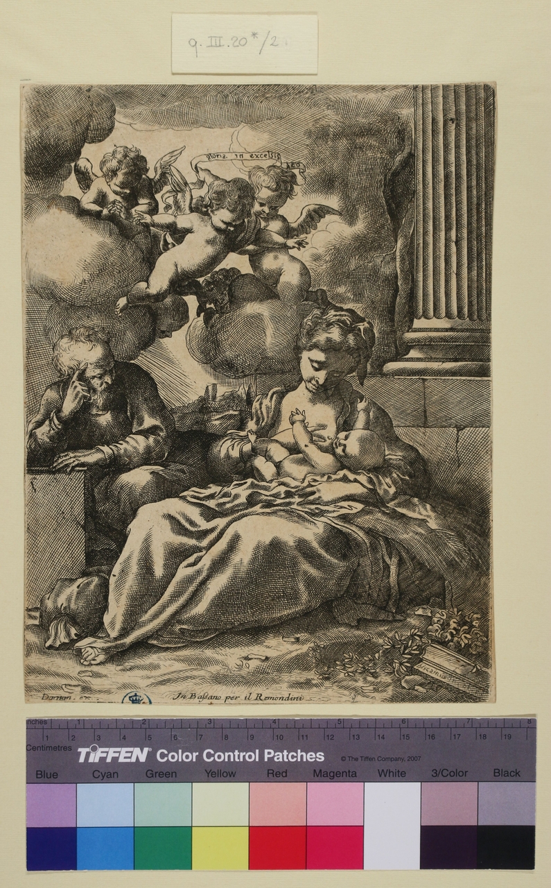La Vergine allattante Gesù Bambino, La Vergine allattante Gesù Bambino (stampa smarginata) di Bartolomeo Biscaino - ambito genovese (metà sec. XVII)