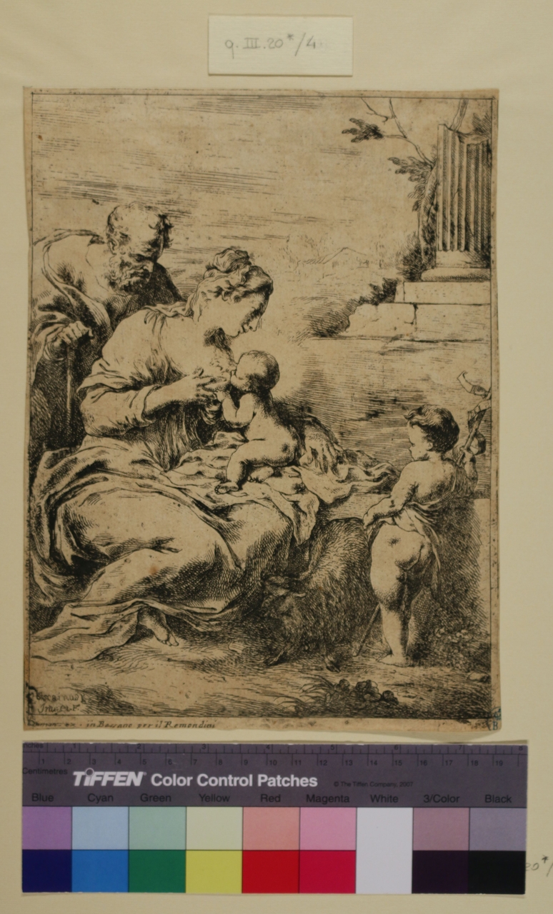 Madonna con Bambino, Madonna con Bambino (stampa smarginata) di Bartolomeo Biscaino (metà sec. XVII)