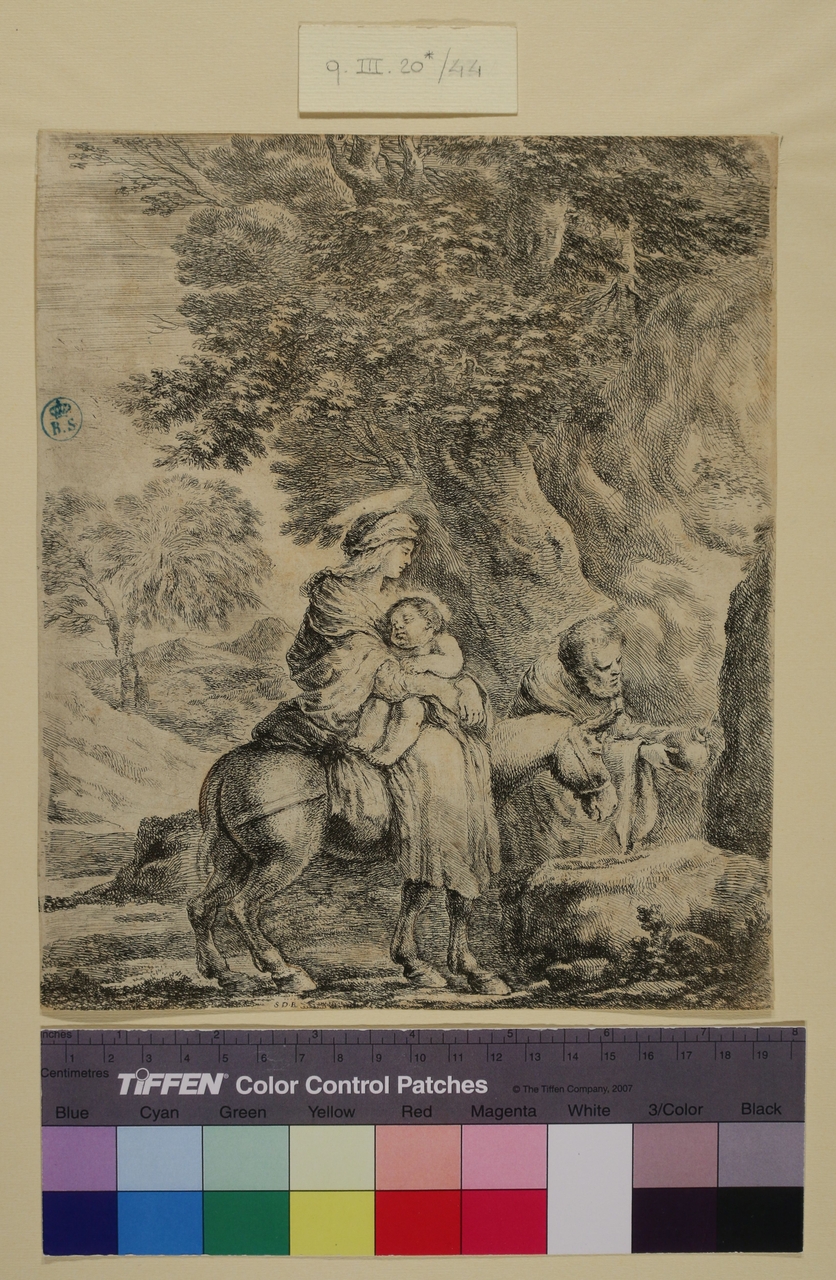 Fuga in Egitto, Fuga in Egitto (stampa smarginata) di Stefano Della Bella (metà sec. XVII)