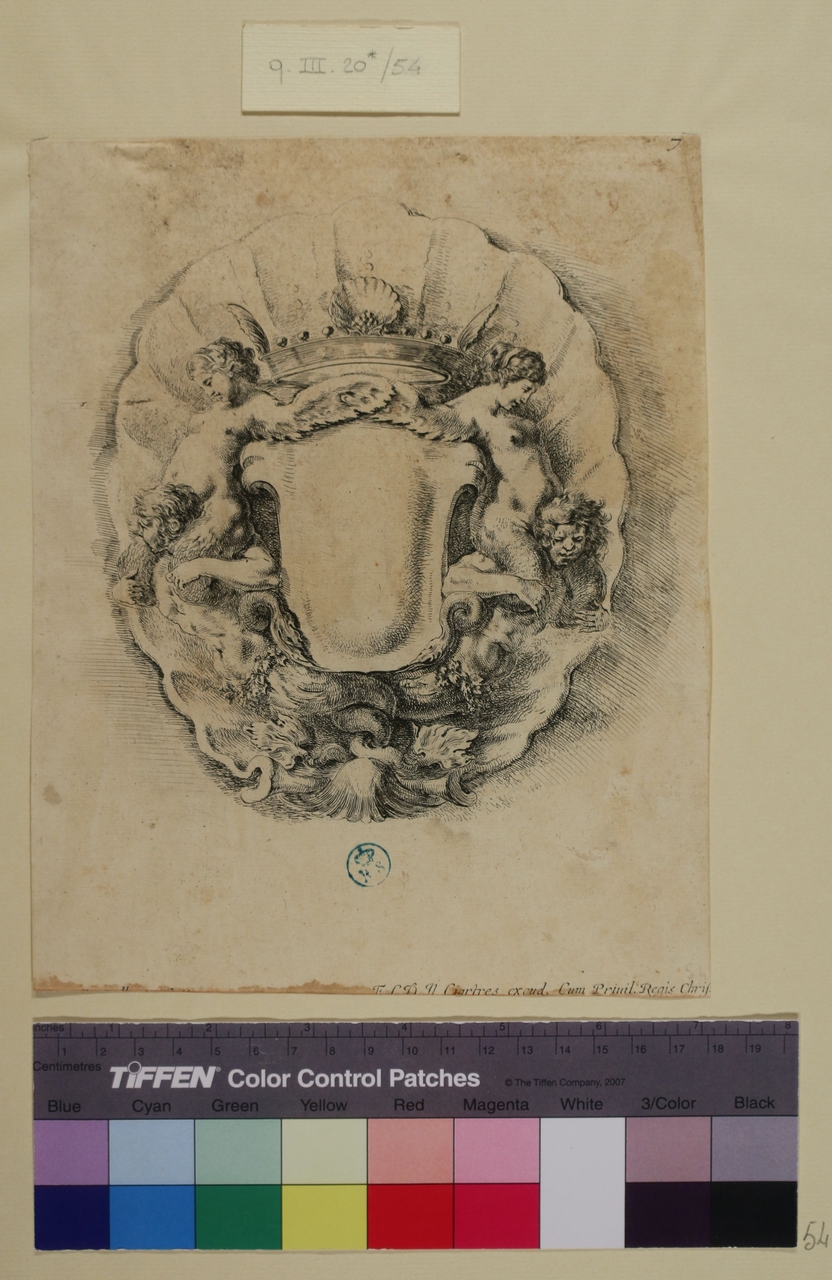Cartella ornamentale, cartella ornamentale (stampa tagliata) di Stefano Della Bella (metà sec. XVII)
