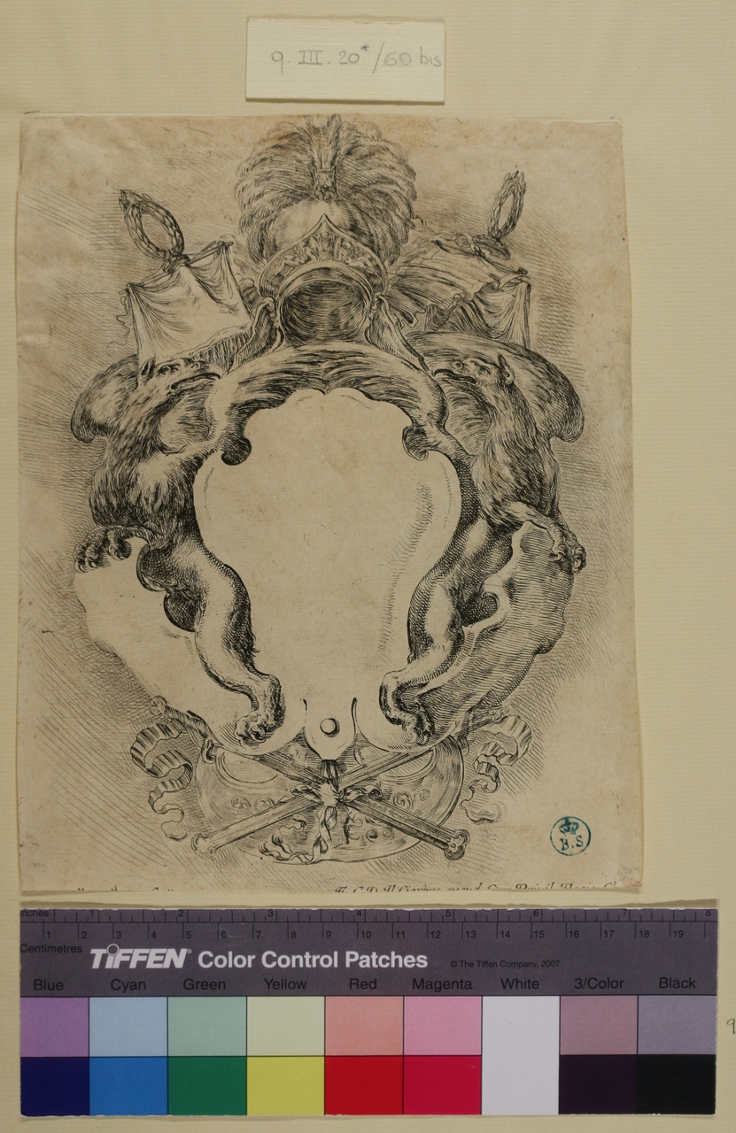 Cartella ornamentale, cartella ornamentale (stampa tagliata) di Stefano Della Bella (metà sec. XVII)