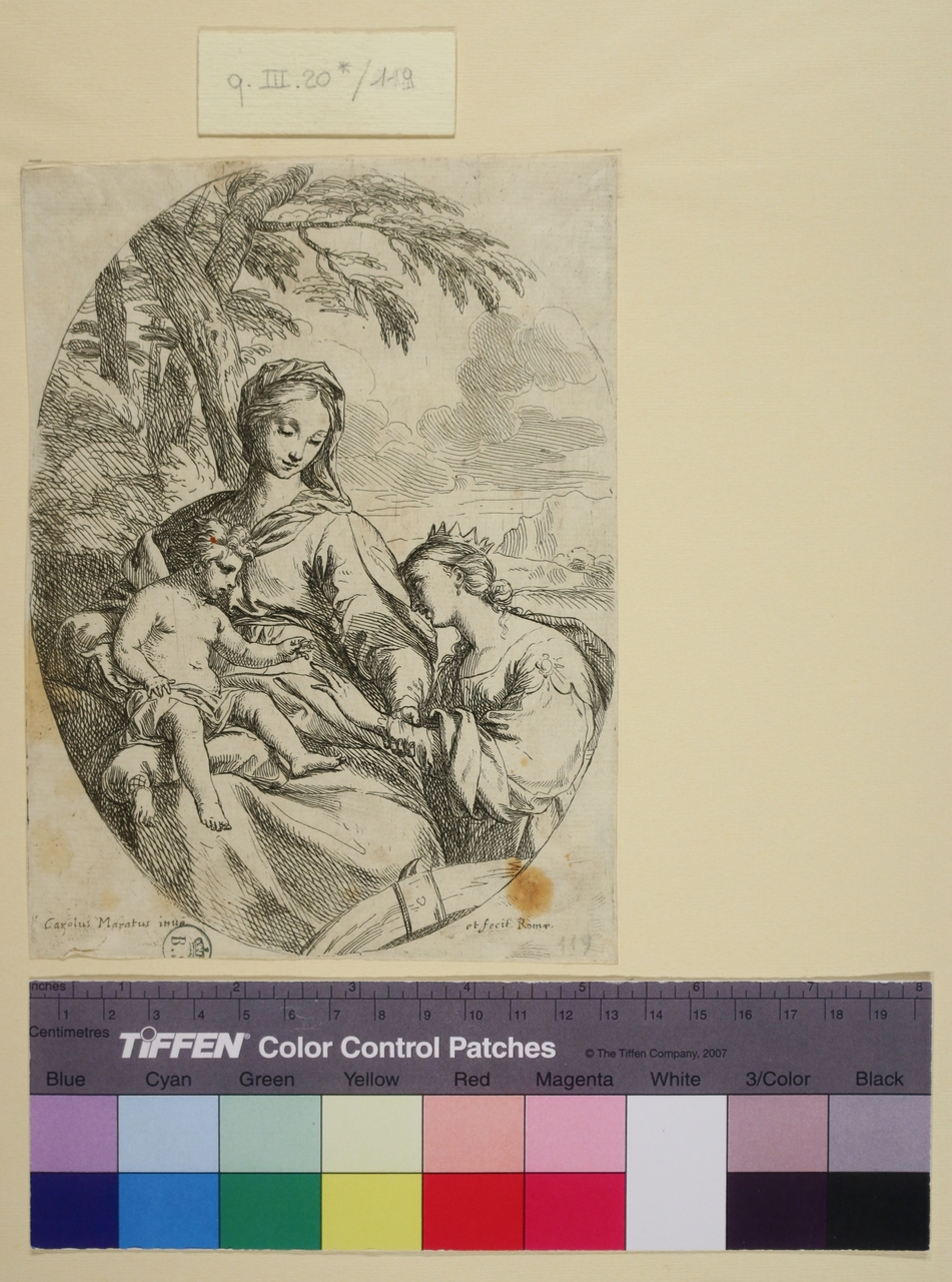 Matrimonio mistico di santa Caterina, Matrimonio mistico di santa Caterina (stampa smarginata) di Carlo Maratta o Maratti (metà sec. XVII)