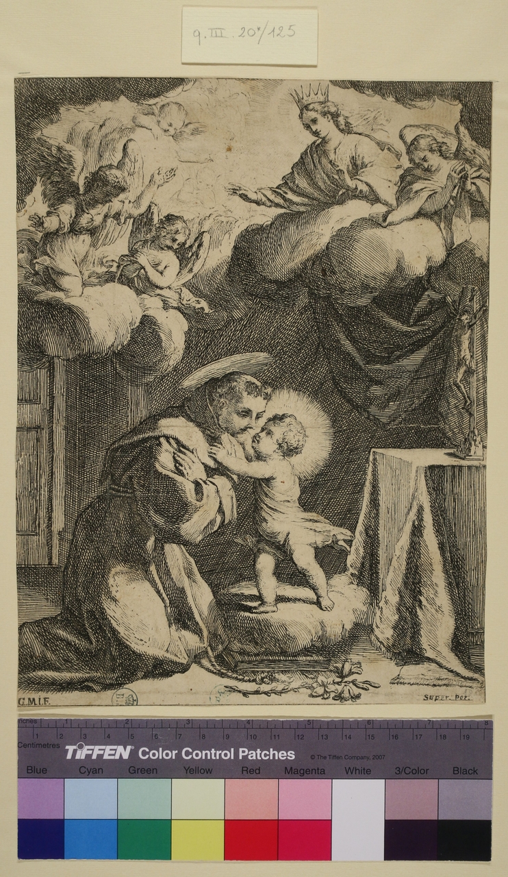 Sant’Antonio da Padova, Sant’Antonio da Padova (stampa smarginata) di Giovanni Battista Mercati (secondo quarto sec. XVII)