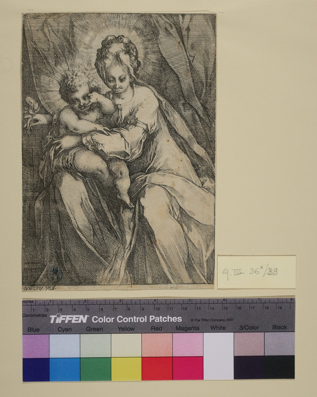 Madonna con bambino (stampa smarginata) di Jacques Bellange - ambito francese (inizio sec. XVII)