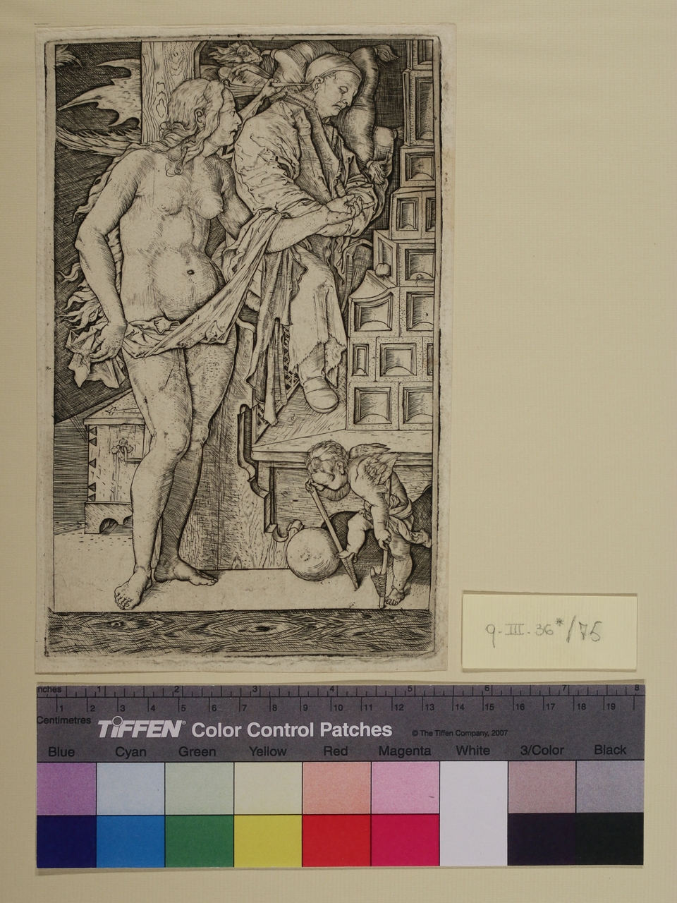 La tentazione dell'ozioso (stampa smarginata) - ambito tedesco (sec. XVI)