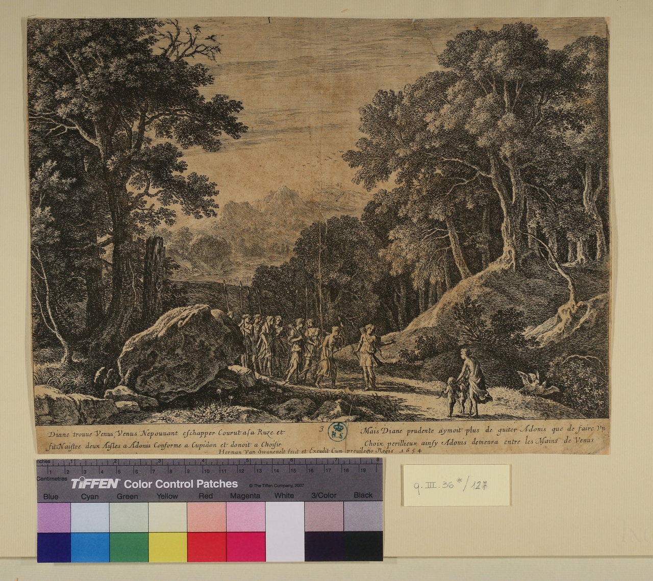 Diana, Vnere, Cupido e Adone (stampa smarginata) di Herman van Swanewelt (sec. XVII)