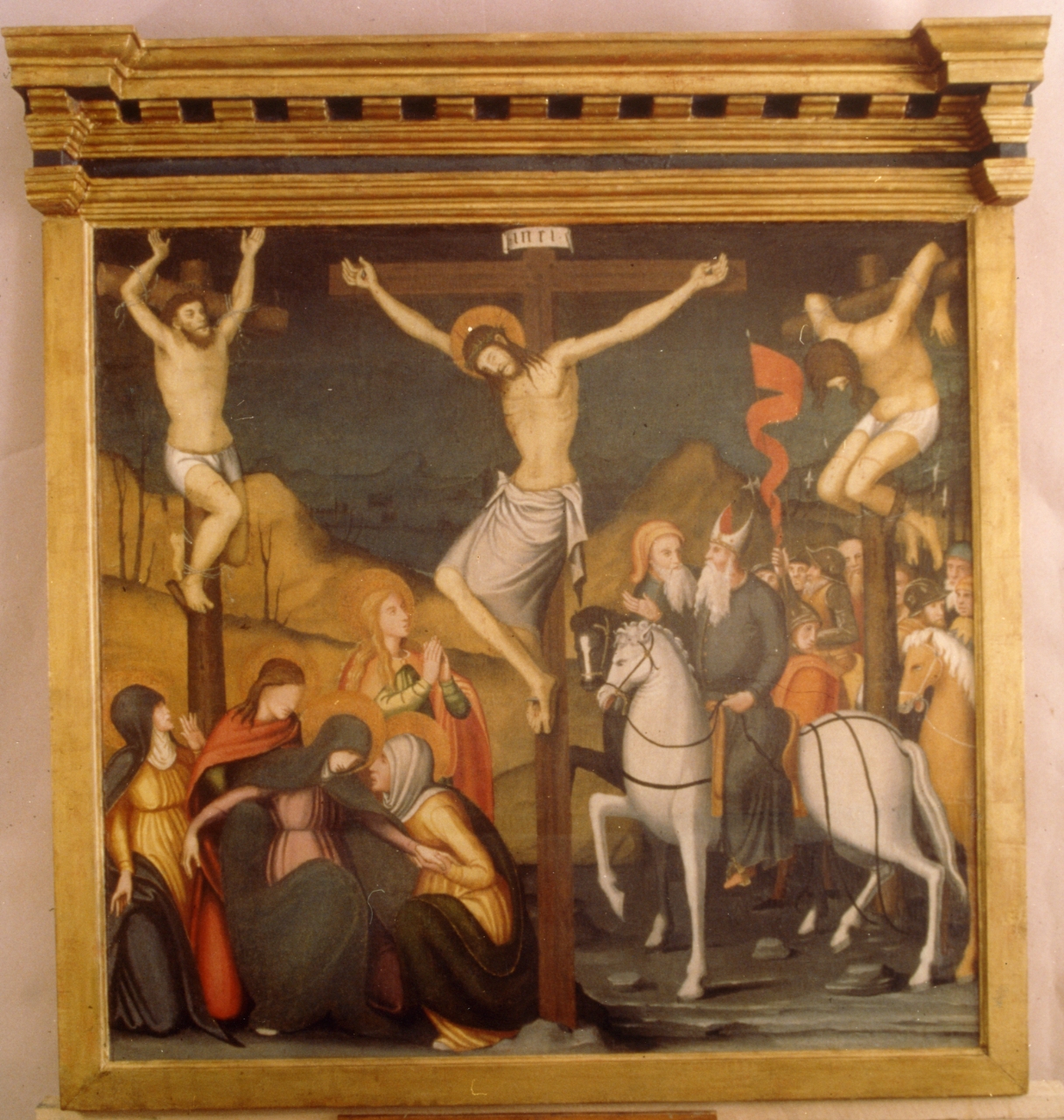 Crocifissione di Cristo con la Madonna e santa Maria Maddalena (dipinto) di Mainas Antioco (attribuito) (XVI)