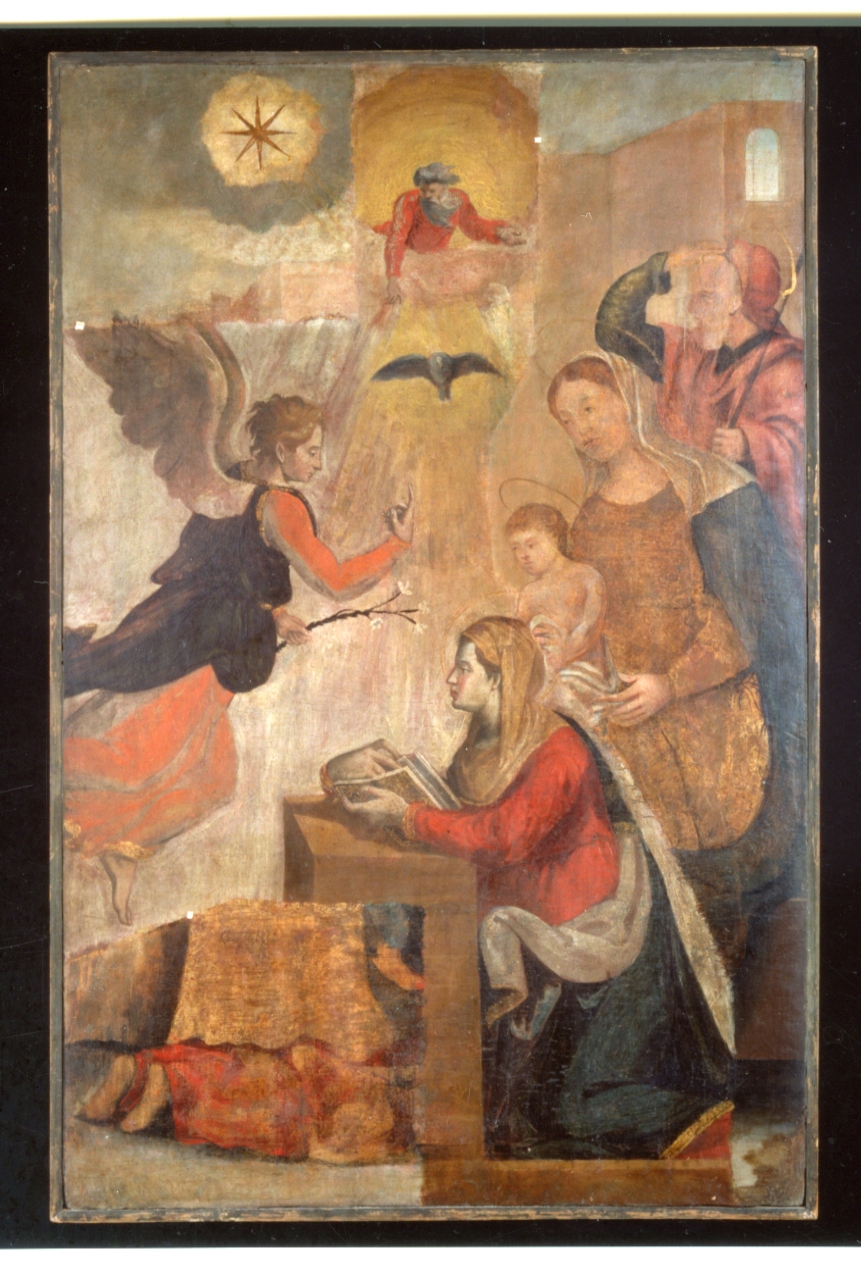 Annunciazione (scomparto di polittico, elemento d'insieme) di Cavaro Michele (bottega) (seconda metà XVI)