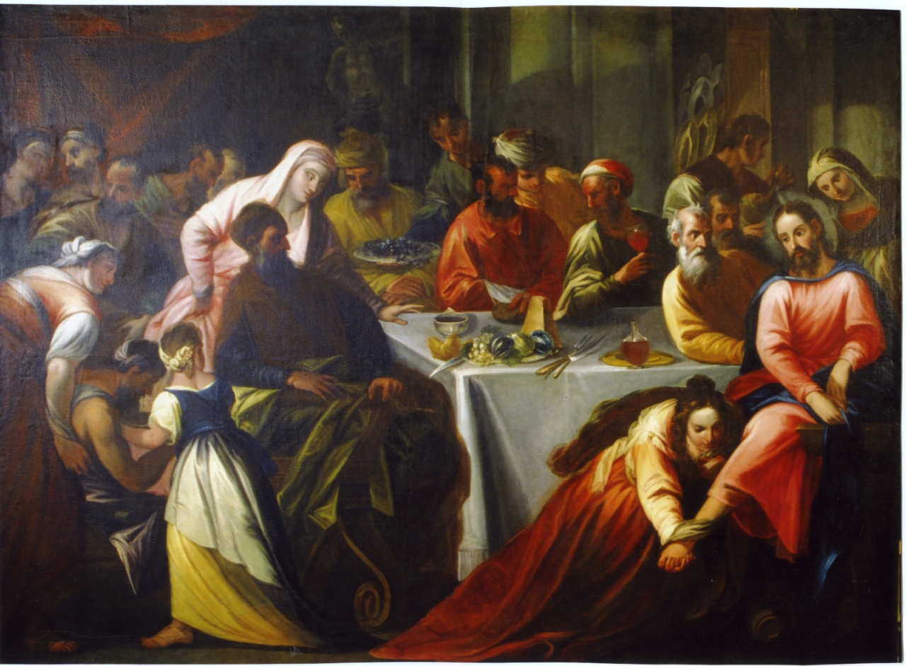 Cena in casa del fariseo (dipinto, elemento d'insieme) di Carpioni Giulio (attribuito) (metà XVII)