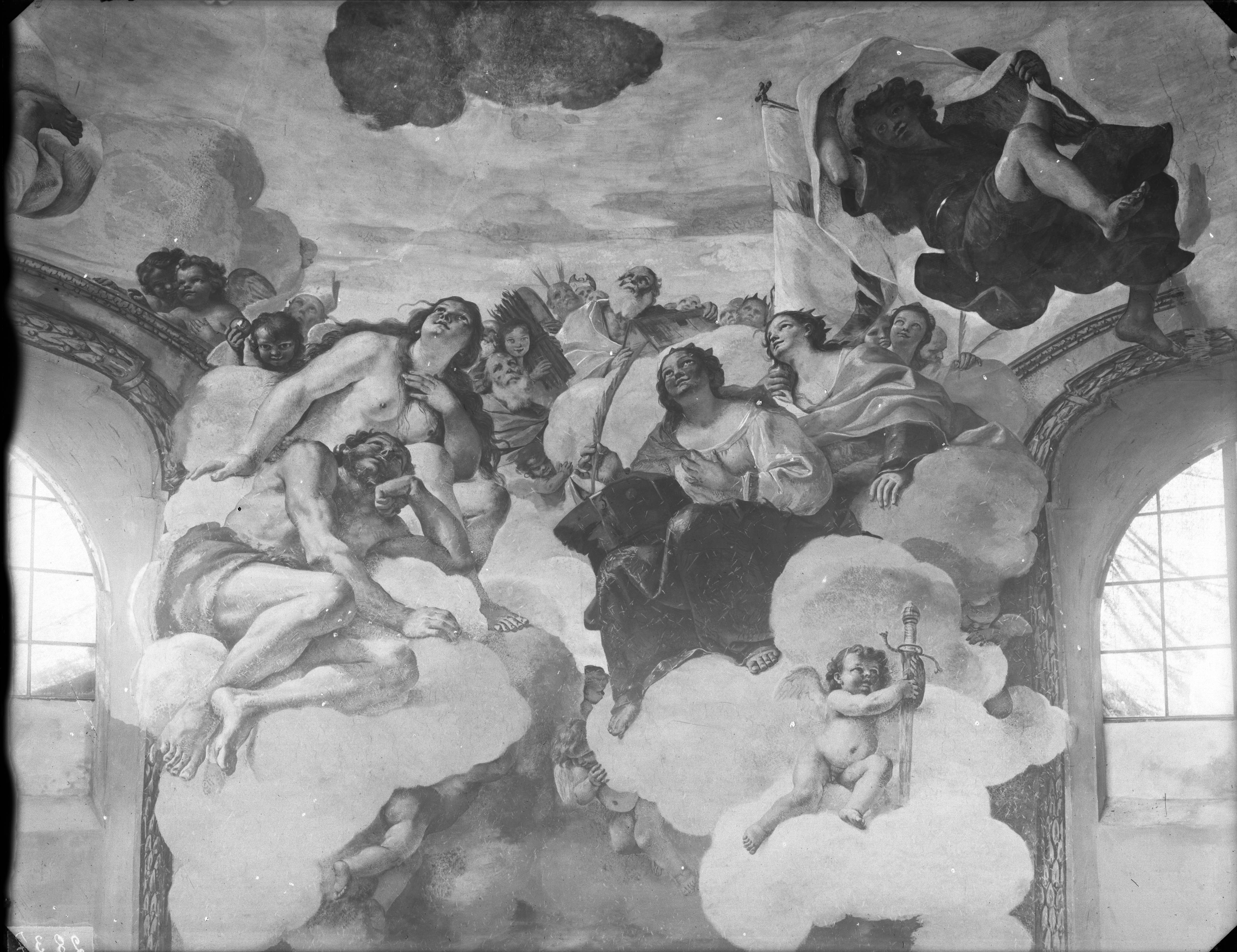 Paradiso con i Santi – Affresco – Sec. 17 (negativo, insieme) di Studio Fotografico Orlandini (studio), Preti, Mattia detto il Calabrese (prima metà XX)