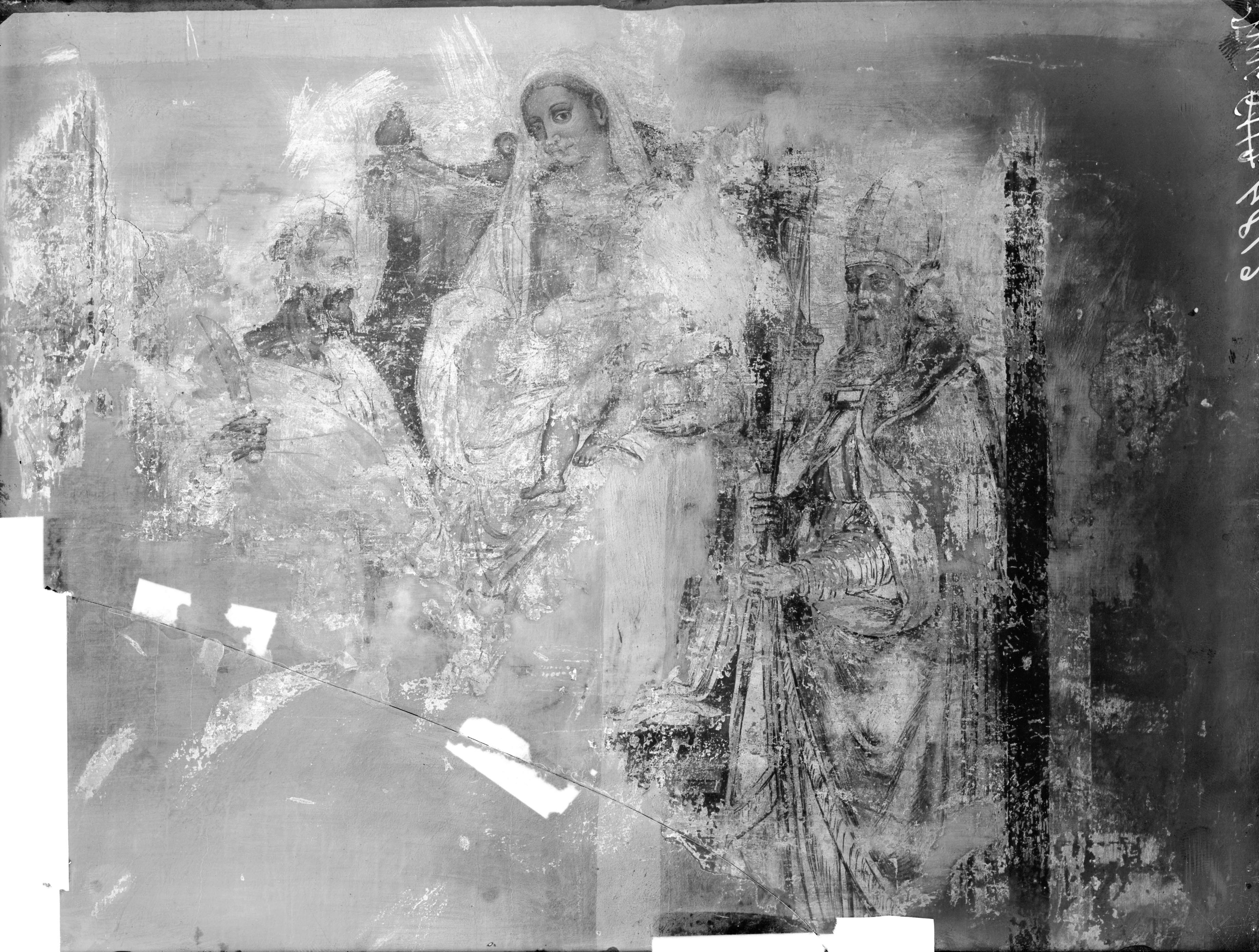 Pittura - Affreschi - Dipinti murali - Sec. XVI - Madonna col Bambino e Santi (negativo) di Bolognesi Orsini (ditta) (XX)