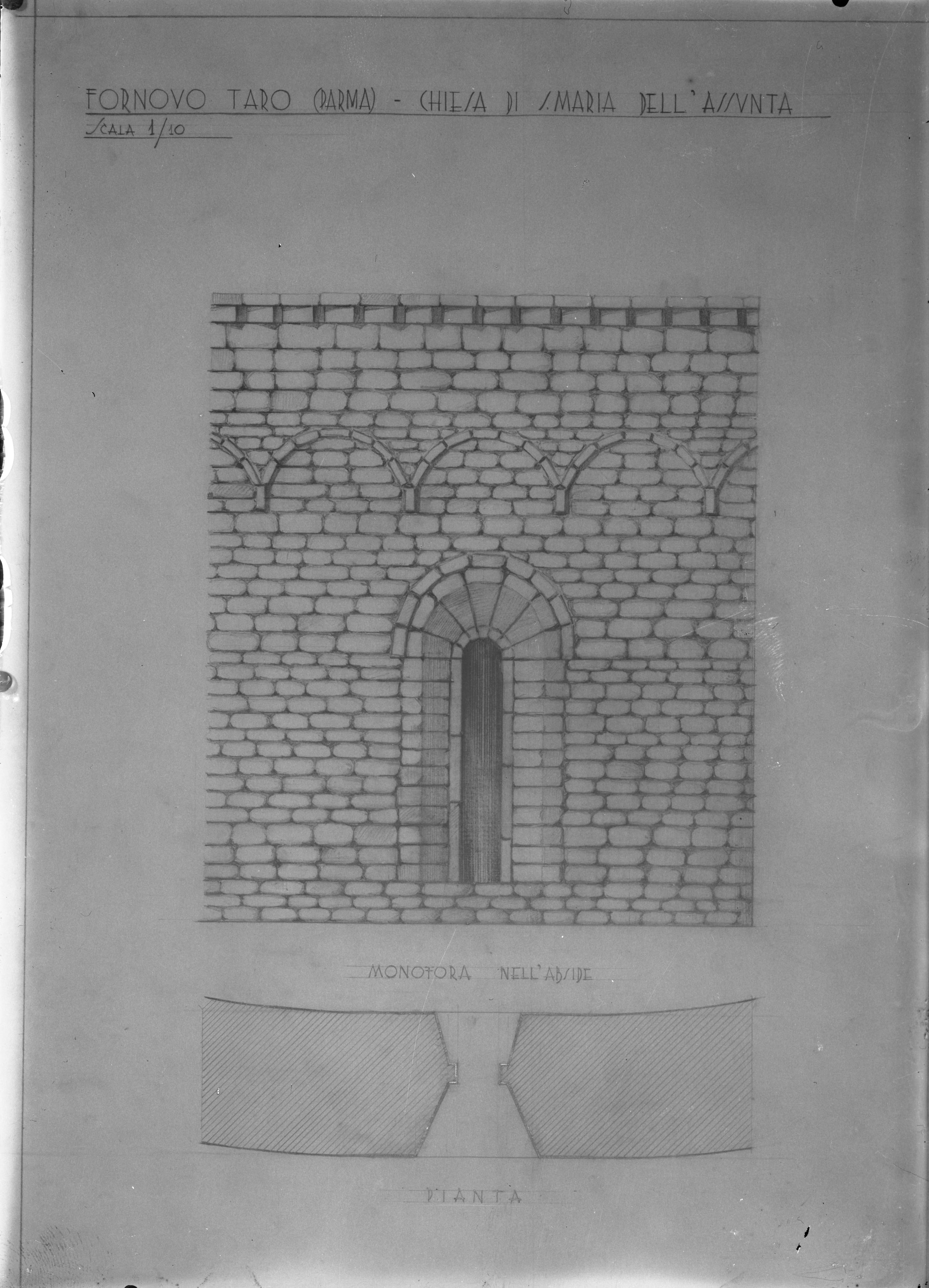 Disegni architettonici - Progetti di restauro - Chiese (negativo, insieme) di Stanzani, Arrigo, Farroni, Renato (XX)