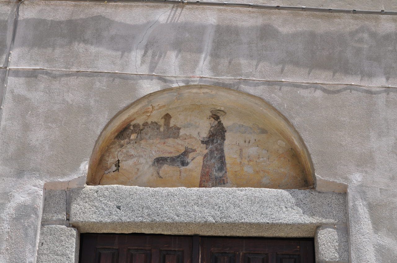 San Francesco e il lupo (decorazione pittorica) - ambito sardo (seconda metà sec. XVII)