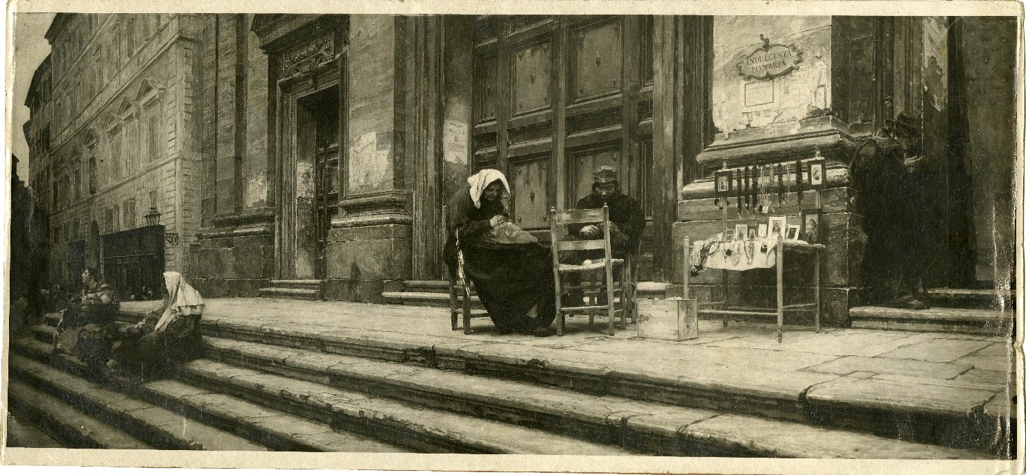 Pittura - Dipinti - I coronari a San Carlo ai Catinari <1885> (positivo) di Anonimo secc. XIX-XX/ fine-inizio, Serra, Luigi (XIX)