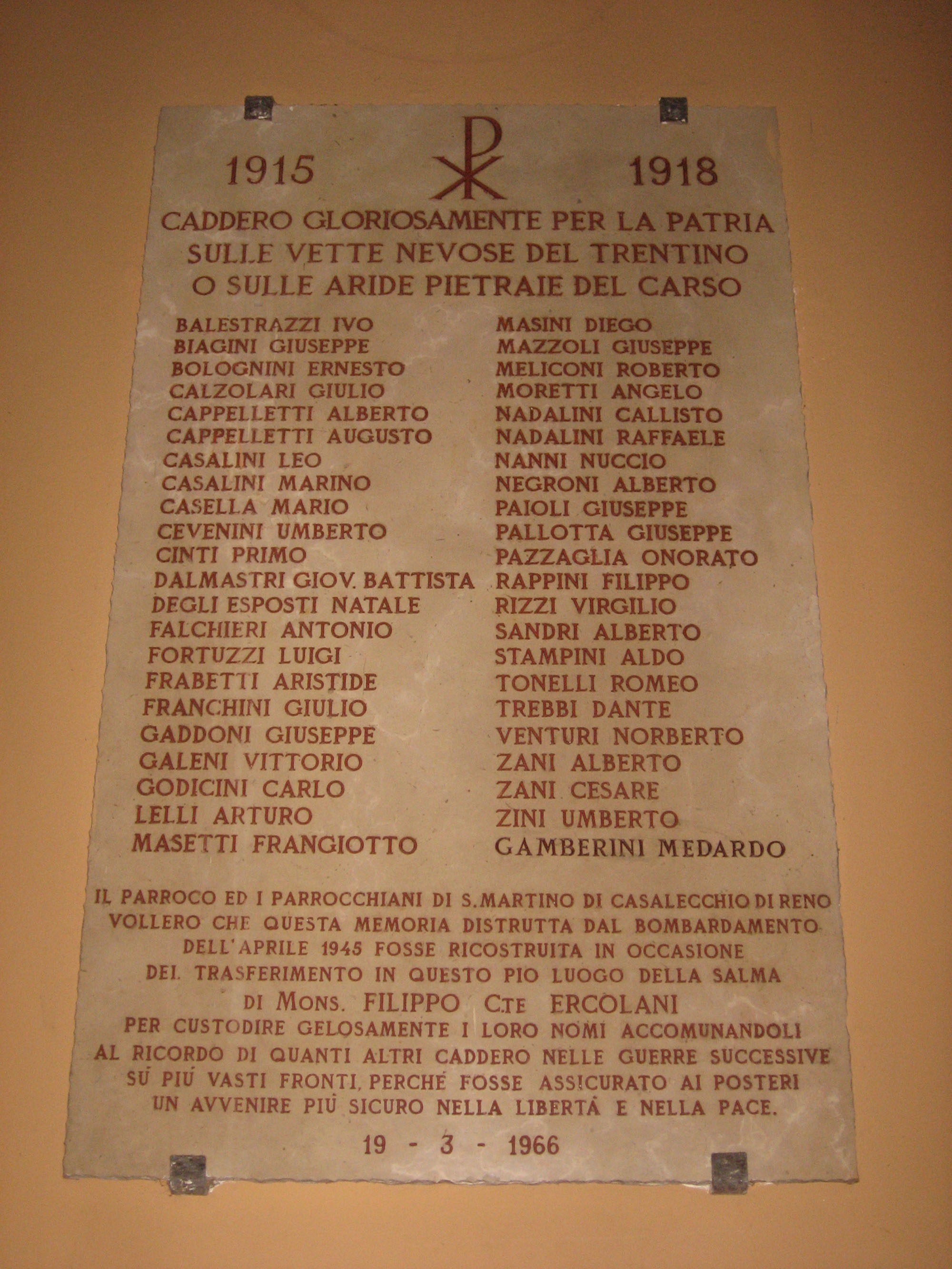 lapide commemorativa ai caduti, opera isolata - ambito italiano (XX)