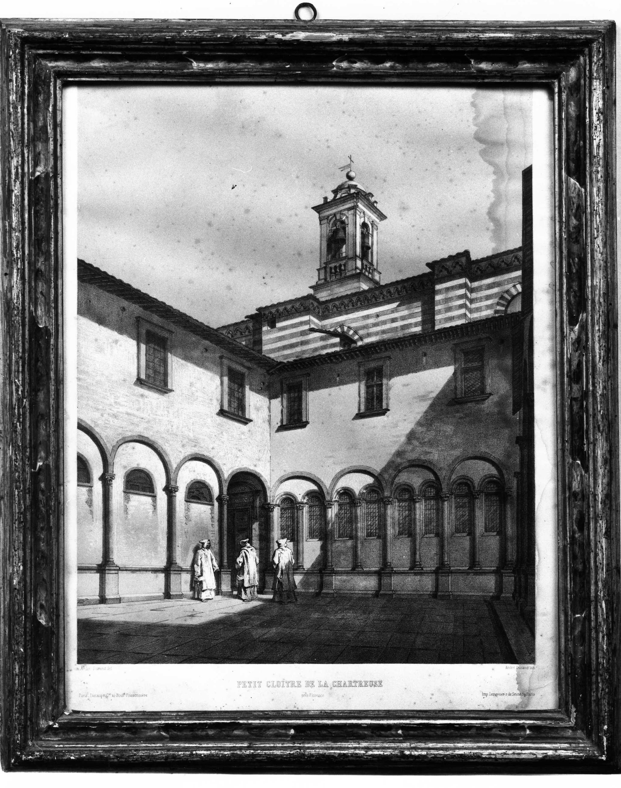 veduta del piccolo chiostro della Certosa (stampa) di Durand André (seconda metà sec. XIX)