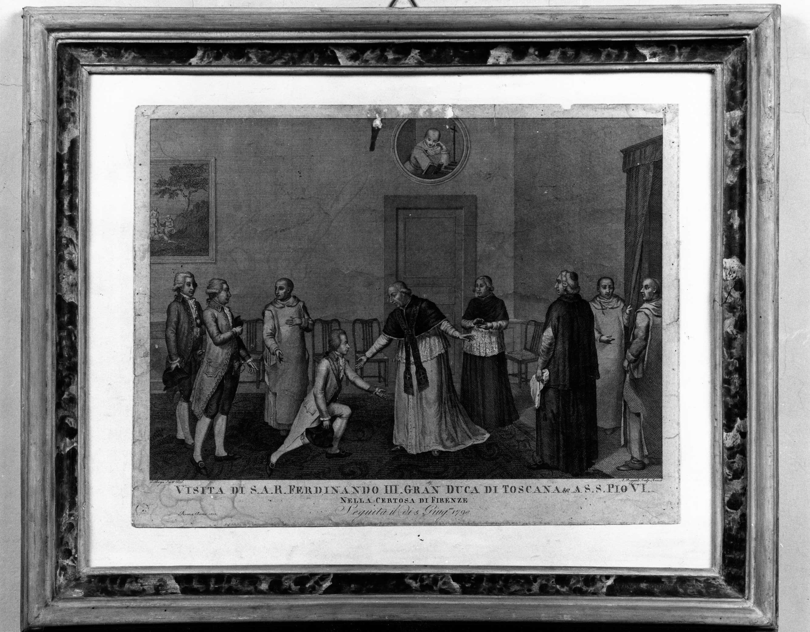 visita di Ferdinando III di Lorena a papa Pio VI (stampa) di Poggioli Antonio, Beys G (sec. XIX)