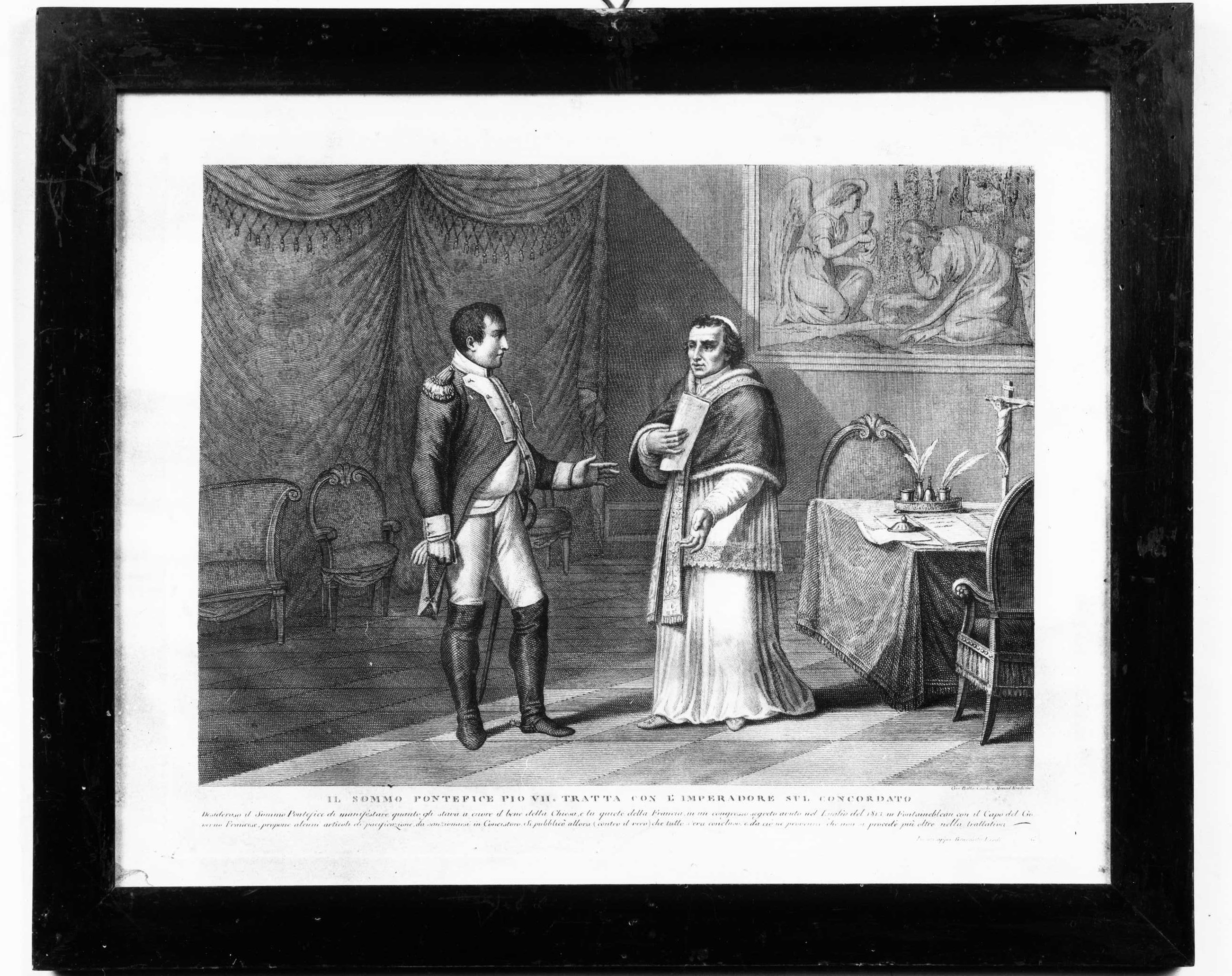 papa Pio VII e Napoleone trattano sul concordato (stampa) di Cecchi Giovan Battista, Eredi Benedetto, Pera Giuseppe (sec. XIX)