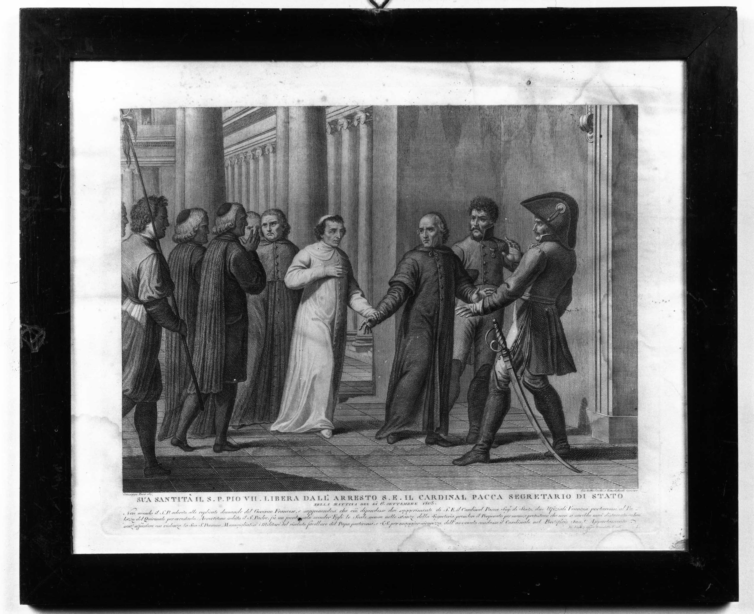 papa Pio VII libera dall'arresto il generale Pacca (stampa) di Cecchi Giovan Battista, Eredi Benedetto, Pera Giuseppe (sec. XIX)