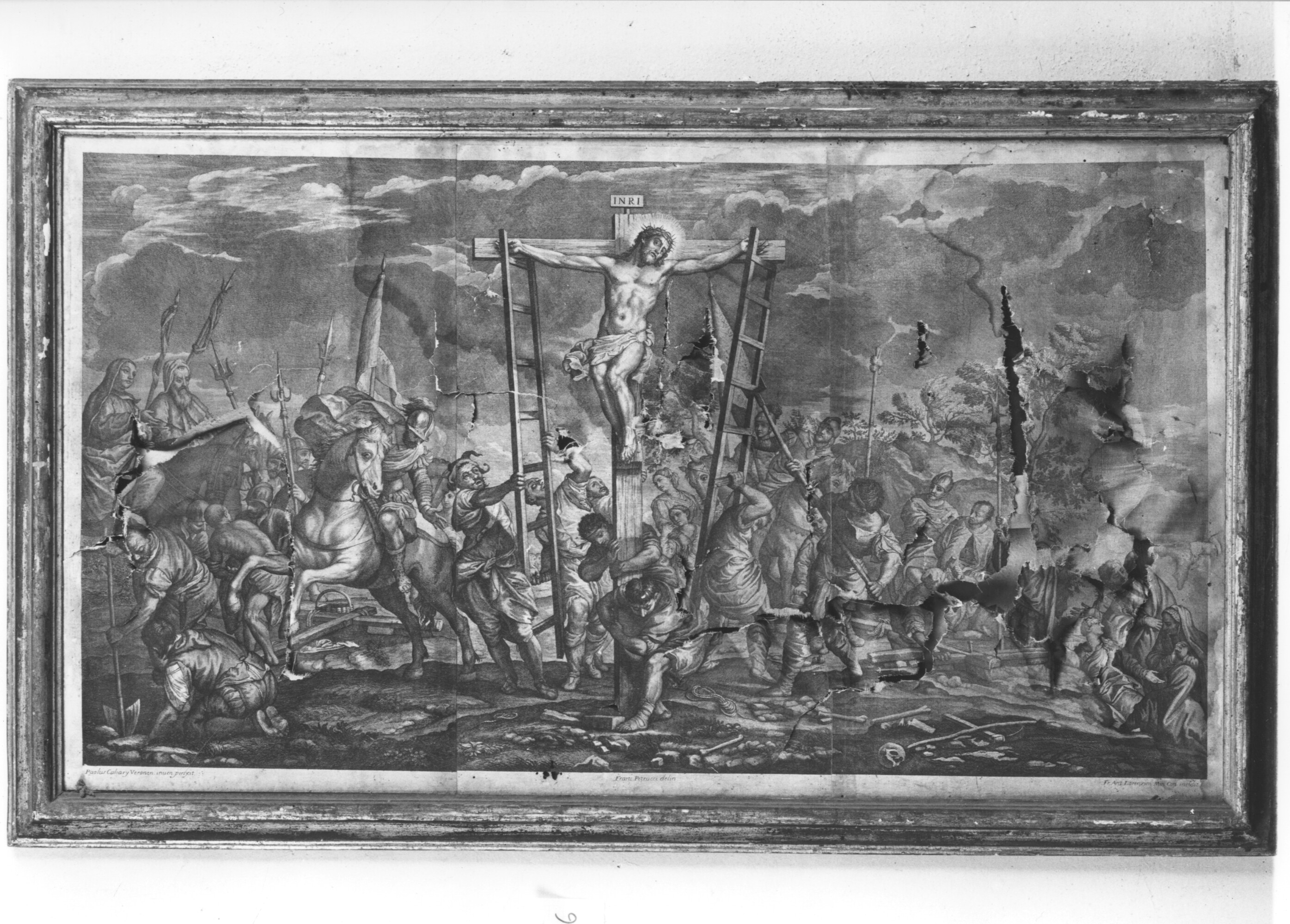 crocifissione (stampa) di Lorenzini Giovanni Antonio, Caliari Paolo detto Veronese, Petrucci Francesco (prima metà sec. XVIII)