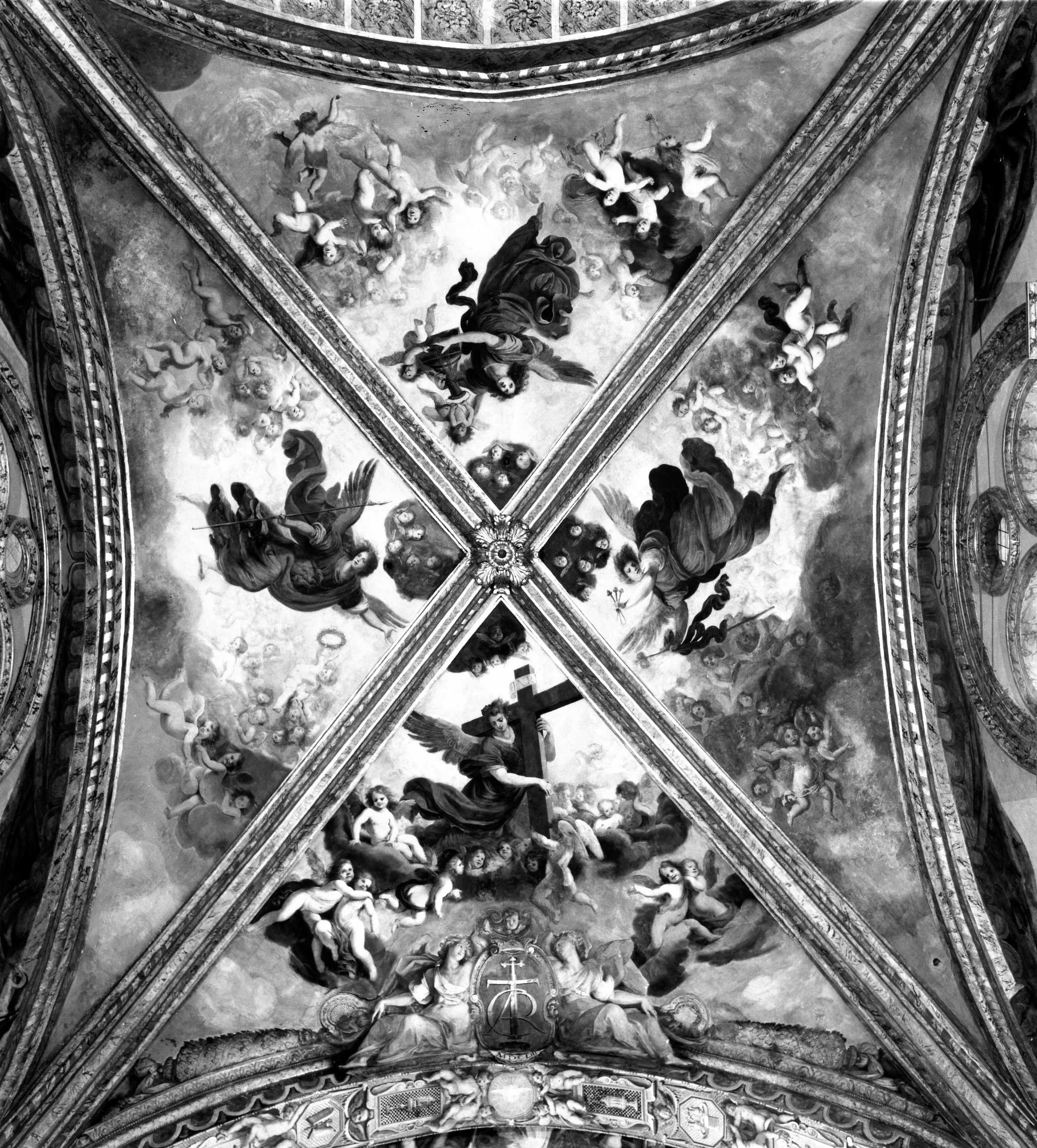 angeli con i simboli della passione (dipinto murale) di Fidani Orazio (sec. XVII)