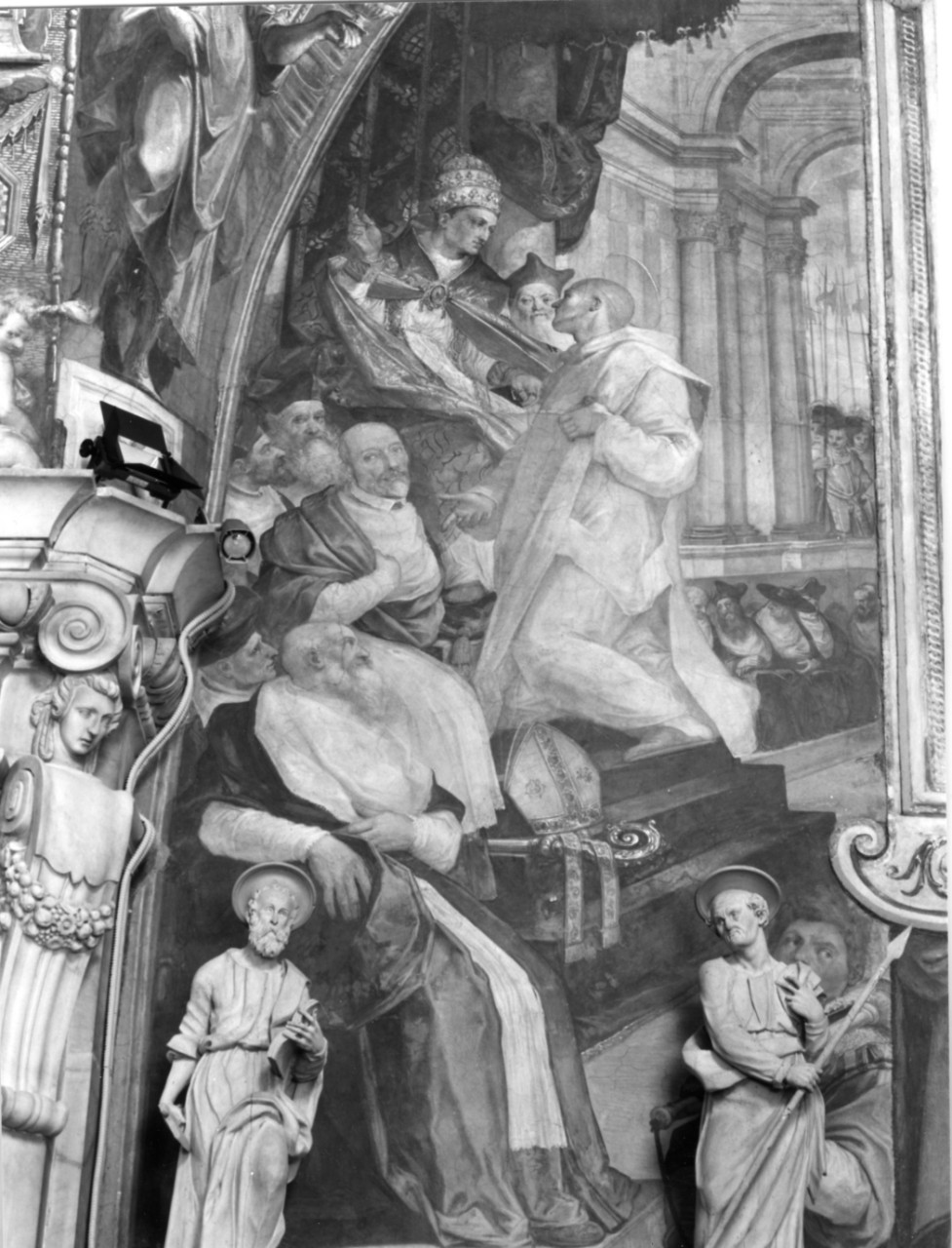 San Bruno rifiuta il vescovado di Calabria (dipinto murale) di Barbatelli Bernardino detto il Poccetti (fine sec. XVI)