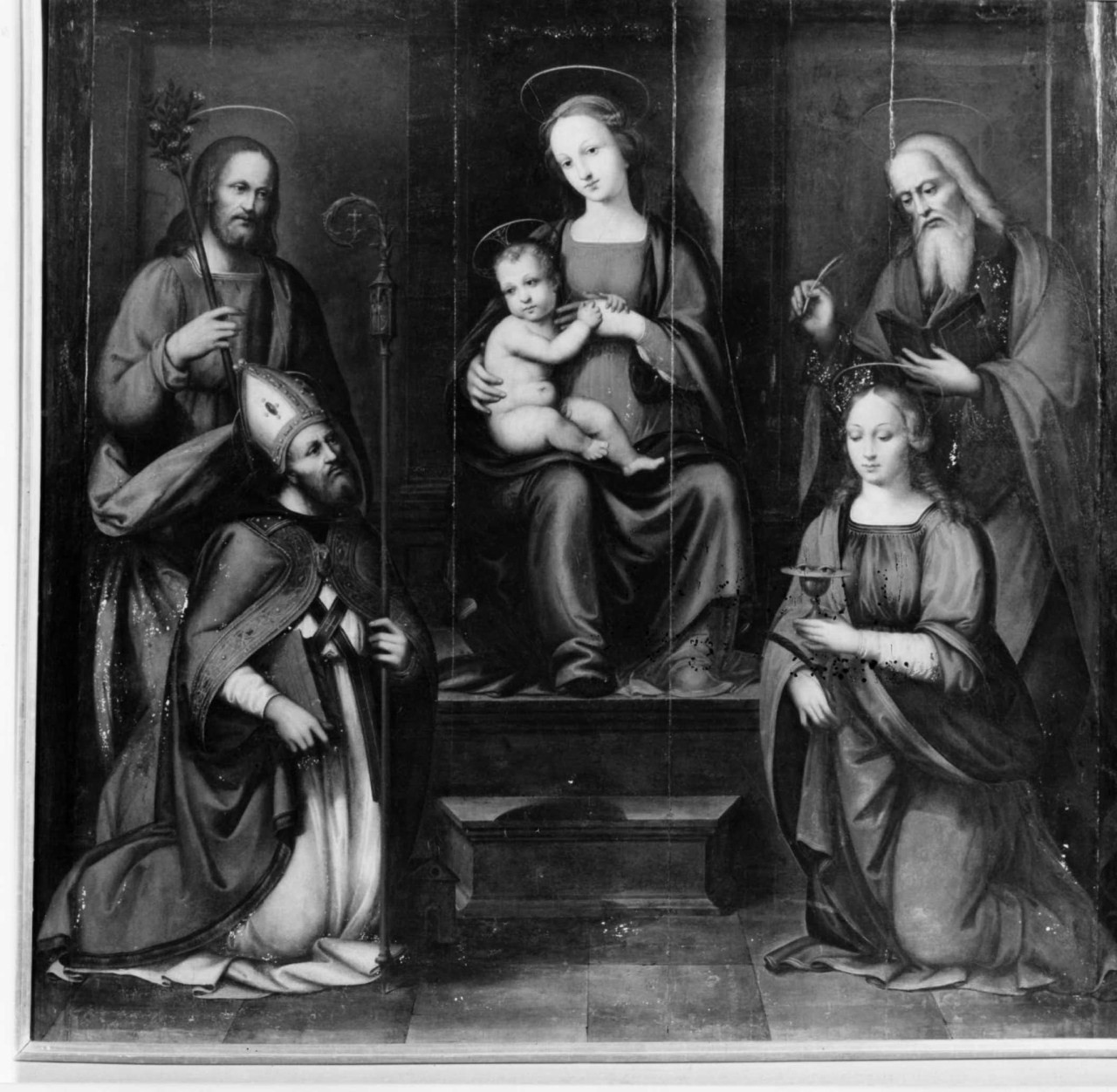 Madonna con Bambino e Santi (dipinto) di Bigordi Ridolfo detto Ridolfo Ghirlandaio (inizio sec. XVI)