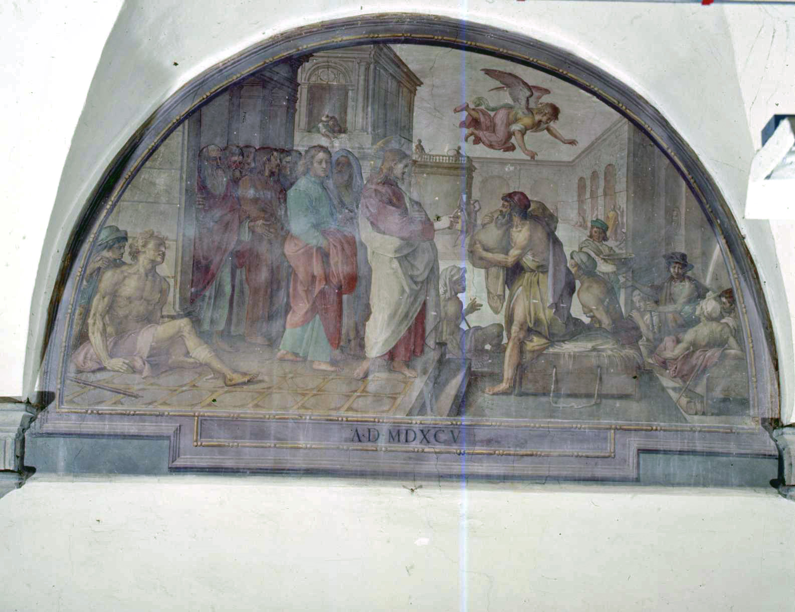 piscina probatica, Cristo guarisce il paralitico presso la piscina di Betsaida (dipinto murale) di Barbatelli Bernardino detto il Poccetti (fine sec. XVI)