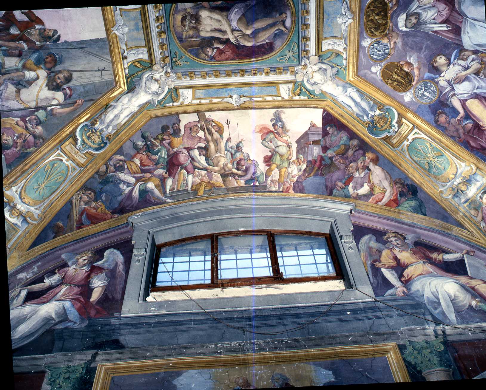 crocifissione di San Pietro (dipinto murale) di Barbatelli Bernardino detto il Poccetti (fine sec. XVI)