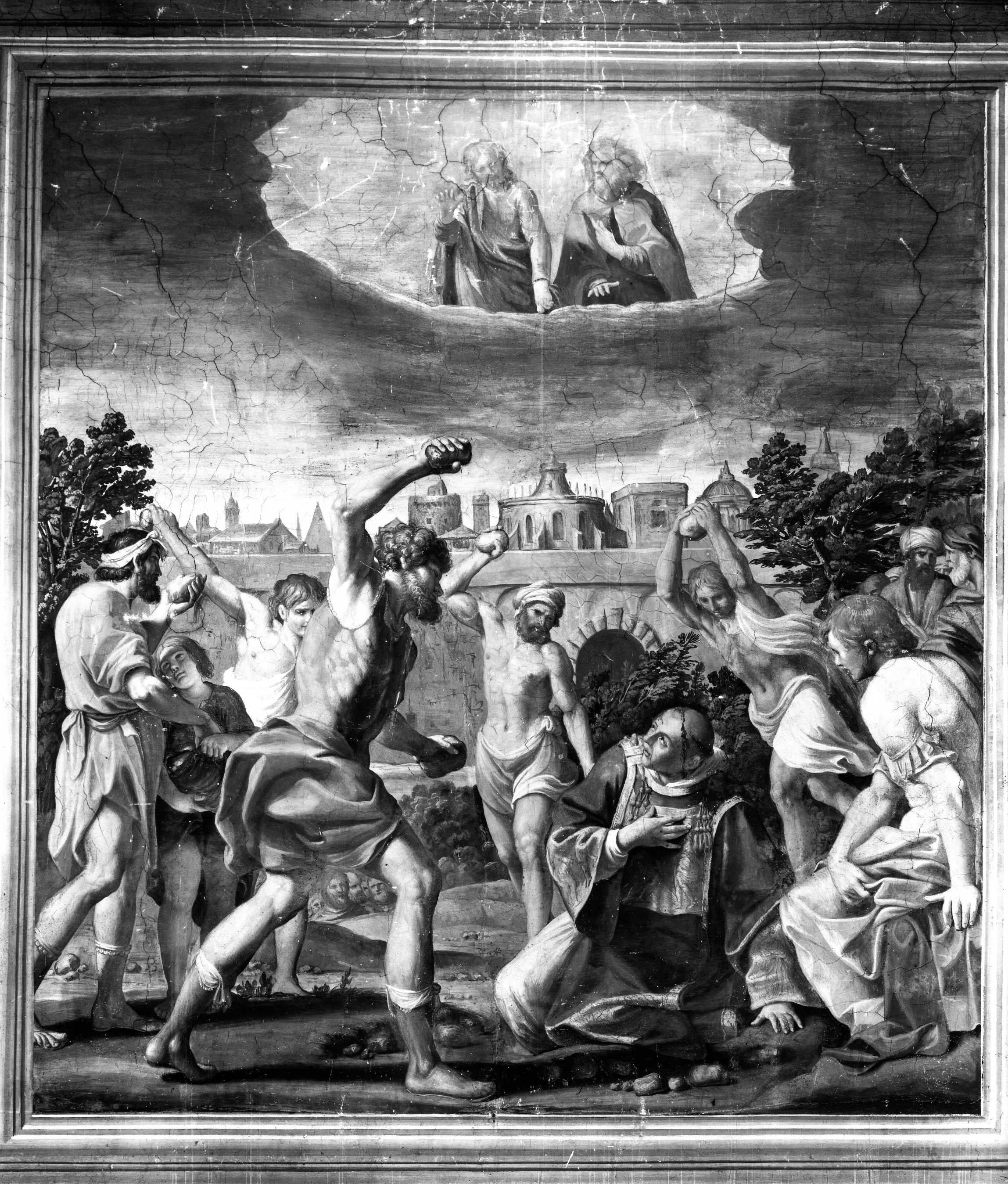 lapidazione di Santo Stefano (dipinto murale) di Massari Lucio (primo quarto sec. XVII)