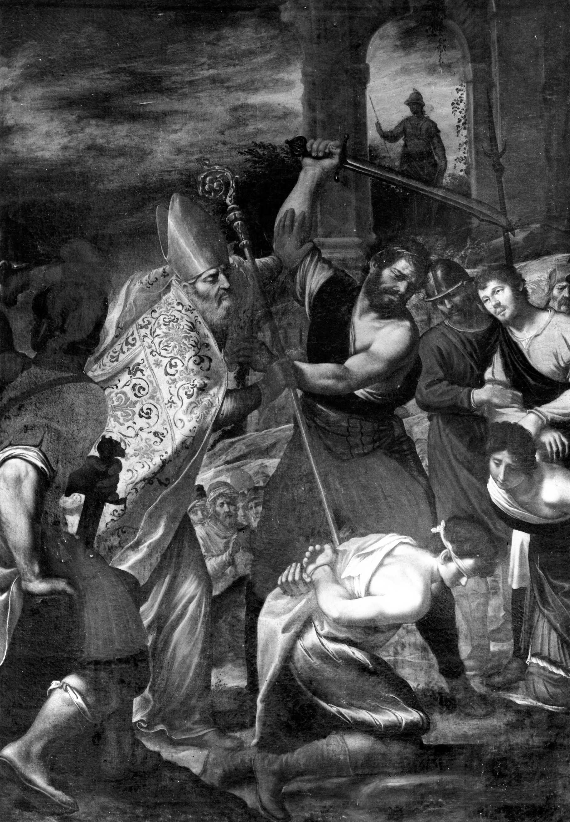 San Nicola di Bari fa sospendere l'esecuzione di tre soldati innocenti (dipinto) di Boschi Fabrizio (inizio sec. XVII)