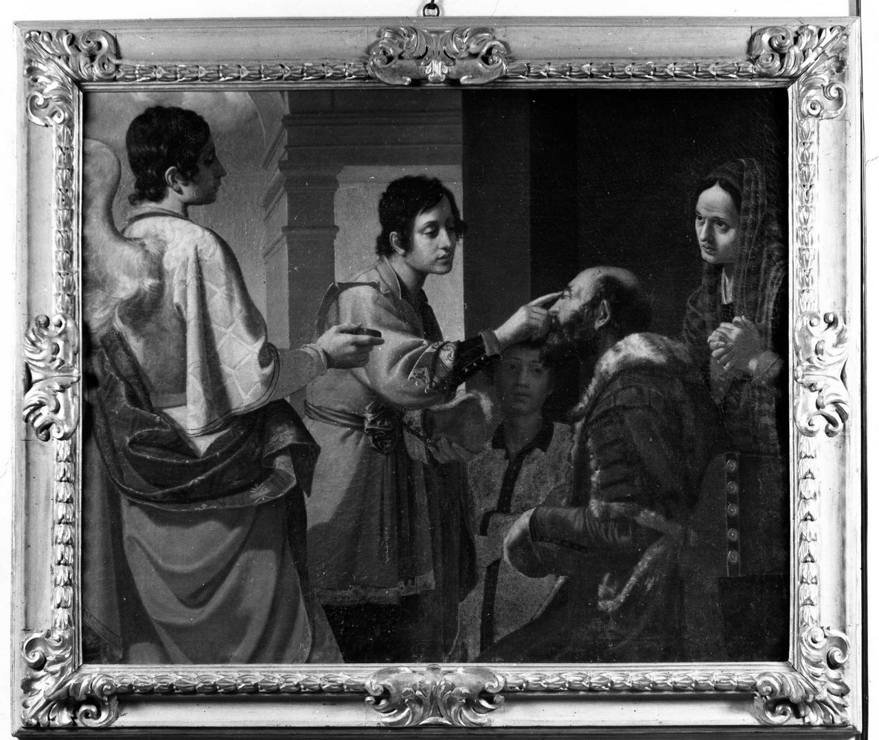 Tobia ridona la vista al padre (dipinto) di Commodi Andrea (attribuito) (sec. XVII)
