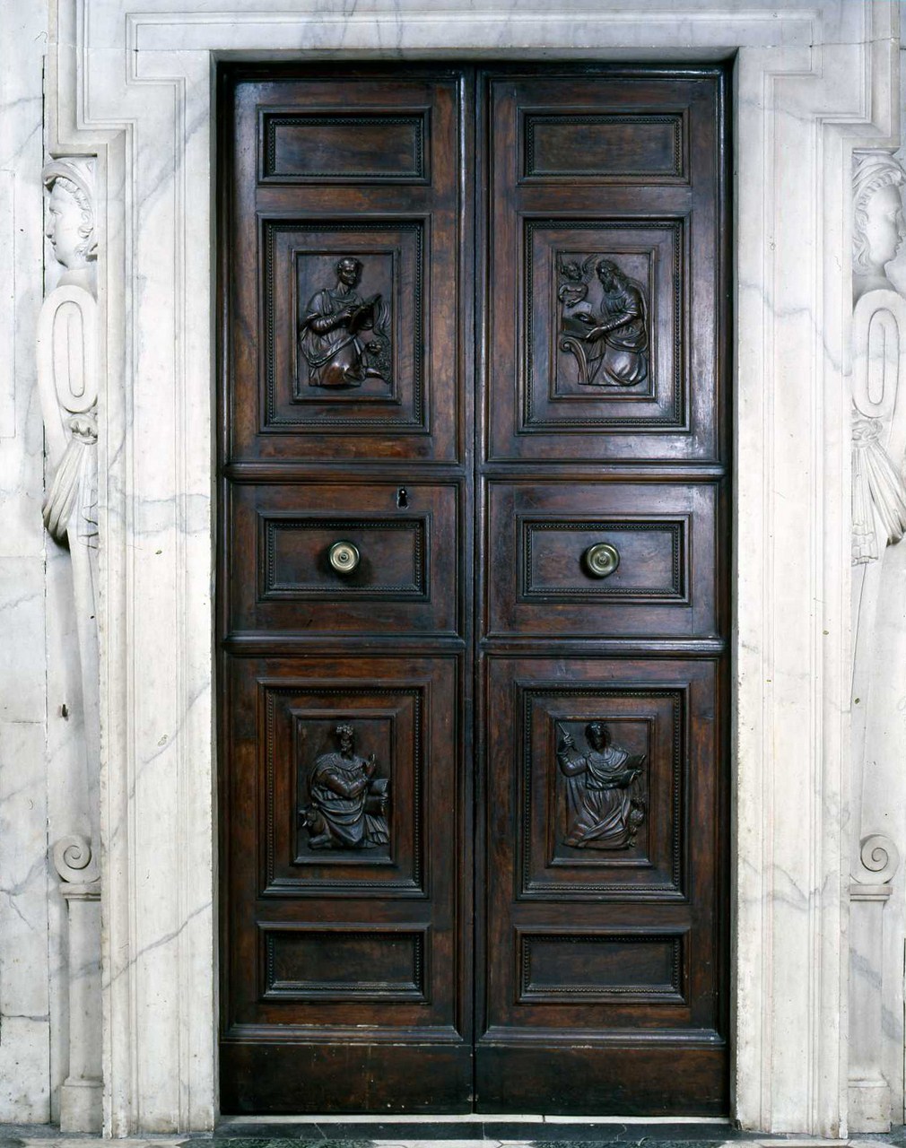 evangelisti (porta - a due battenti) di Atticciati Domenico (bottega) (fine sec. XVI)