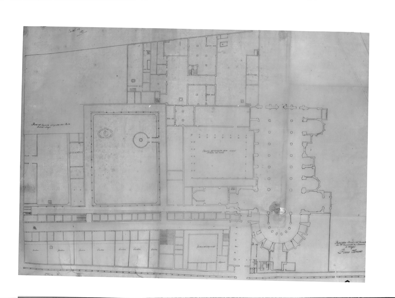 Italia - Emilia Romagna - Bologna - Pianta del chiesa e del convento di San Francesco (negativo) di Zagnoli, Alfonso (XX)