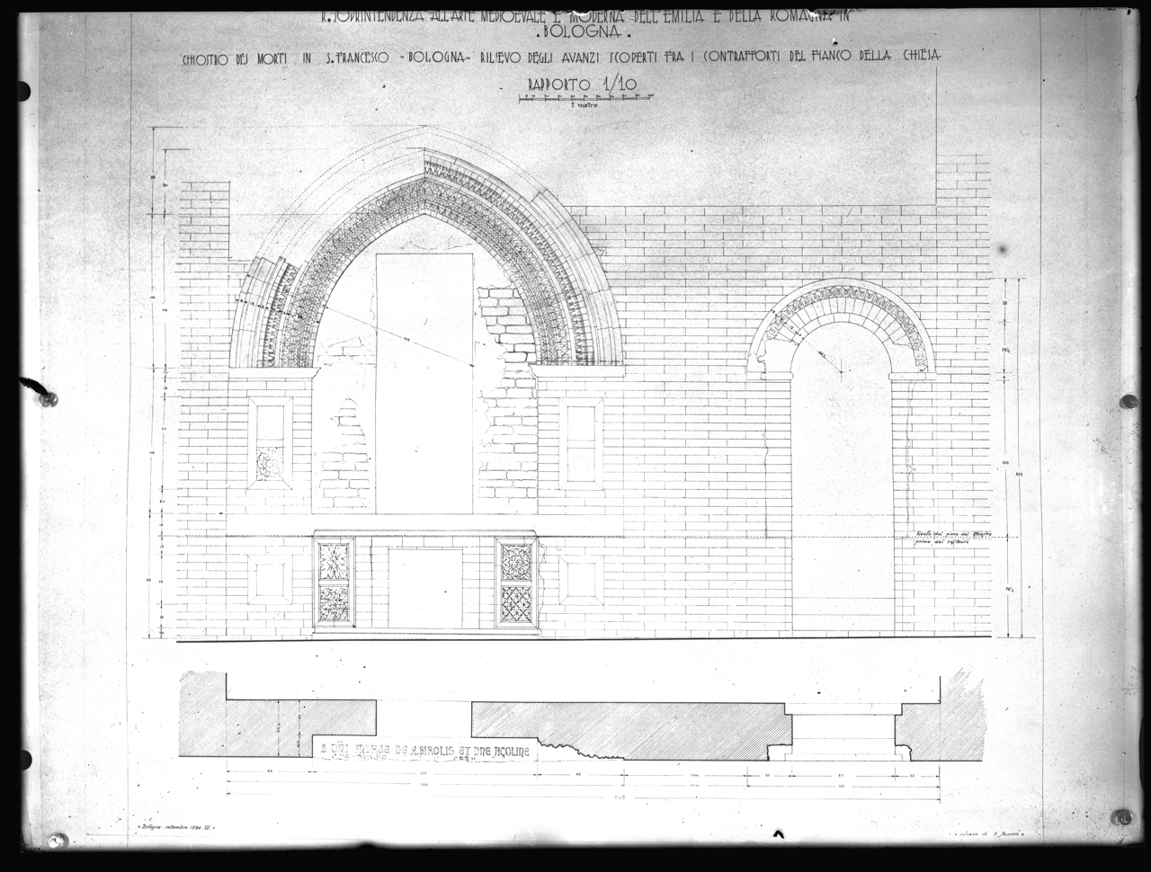 Disegni architettonici <Rilievi> - Restauro - Conventi - Chiese (negativo) di Stanzani, Arrigo (XX)
