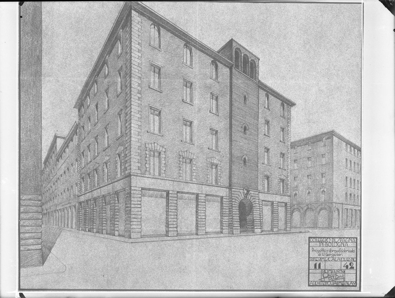 Italia - Emilia Romagna - Bologna - Casa del Collegio di Spagna (negativo) di Stanzani, Arrigo, Blay, Jaimb (secondo quarto XX)