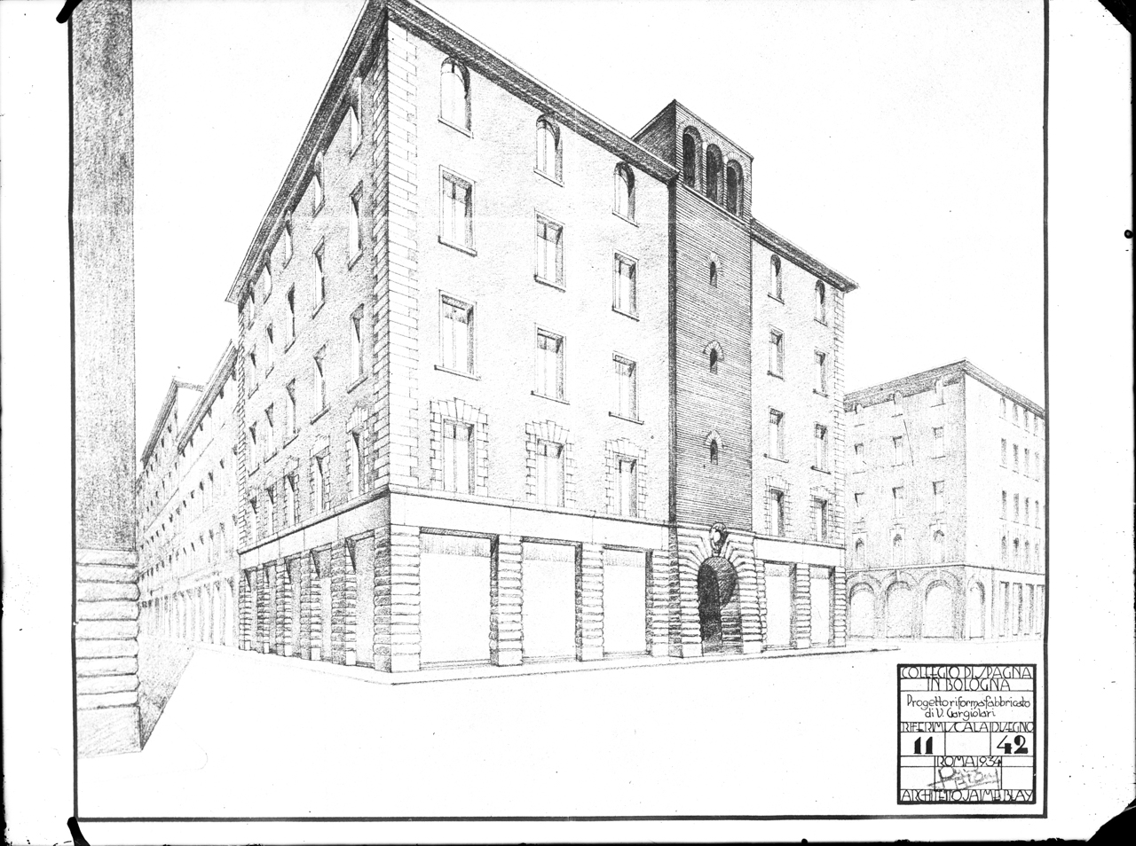 Italia - Emilia Romagna - Bologna - Casa del Collegio di Spagna (negativo) di Stanzani, Arrigo, Blay, Jaimb (secondo quarto XX)