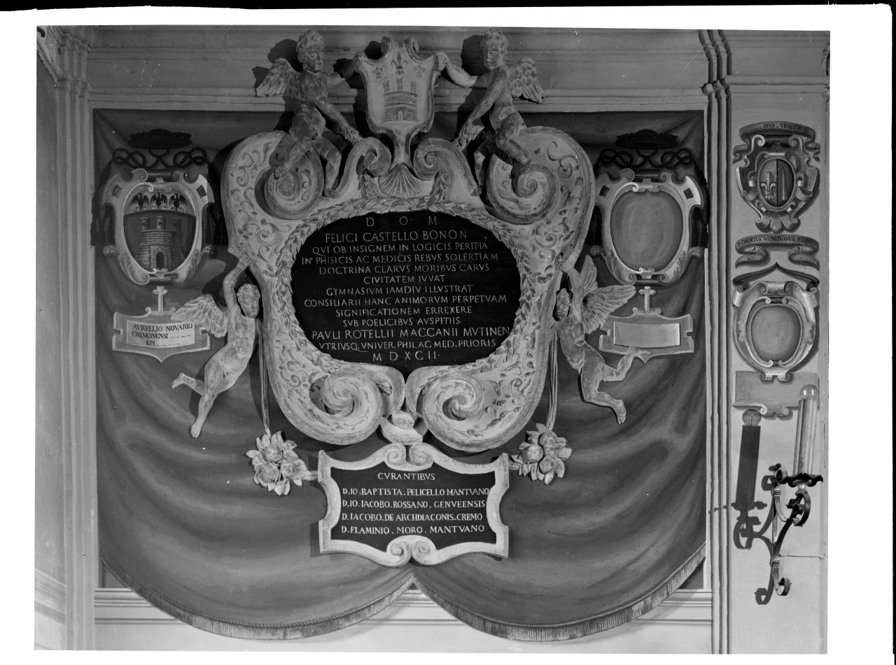Araldica - Stemmi - Memorie - Epigrafi - Monumenti Commemorativi <Memoria a Felice Castelli> (negativo) di Anonimo, Valesio, Giovanni Luigi (terzo quarto XX)