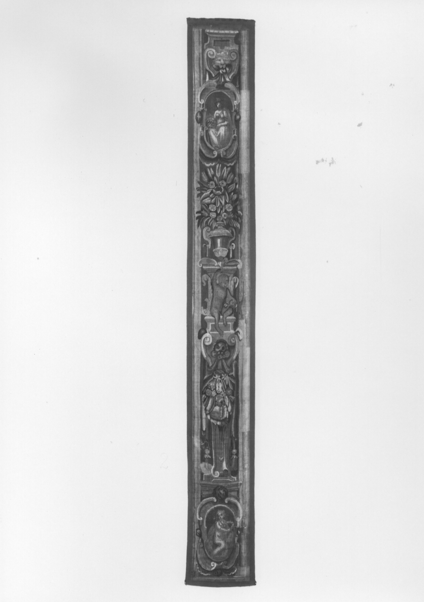 candelabra con scimmia (arazzo, opera isolata) - manifattura fiorentina (sec. XVII)