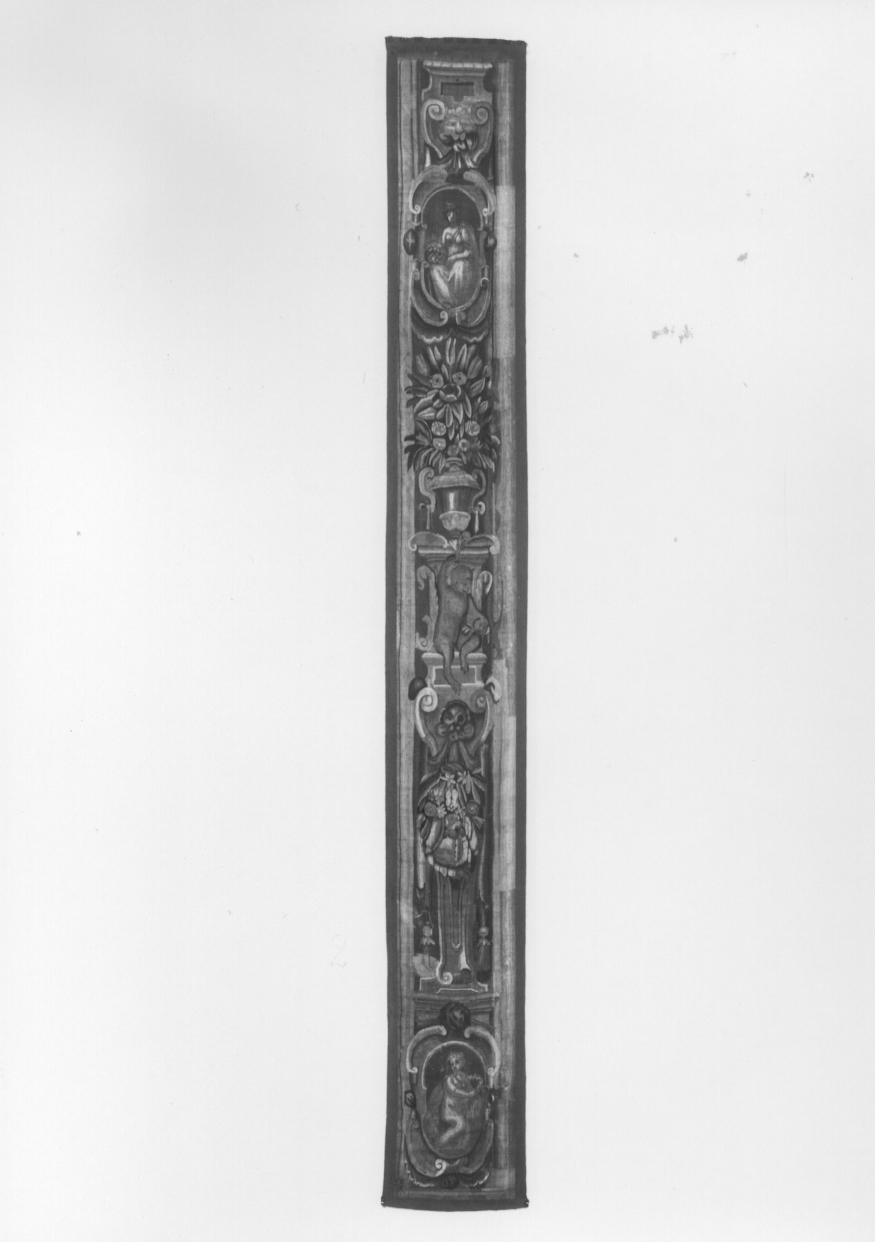 candelabra con scimmia (arazzo, opera isolata) - manifattura fiorentina (sec. XVII)